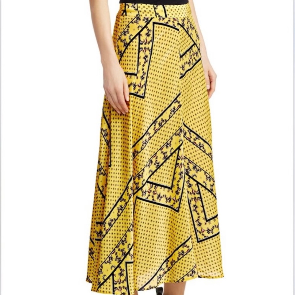 ISO Ganni Hemlock yellow silk skirt in size 38